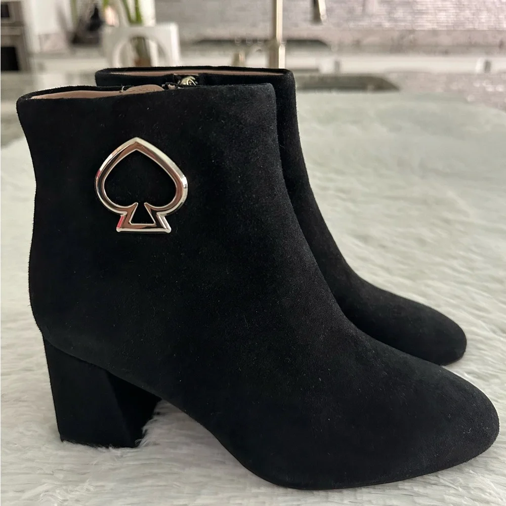 Kate Spade Alihandra Black Suede Booties Ankle‎ Boots Sz 5.5 5 1/2 New